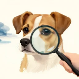 a cute dog head man, illustration, concept art, magnification, cinematic, detailed, artwork by edvard munch