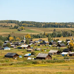 A Slavic Canadian village in the Canadian prairies