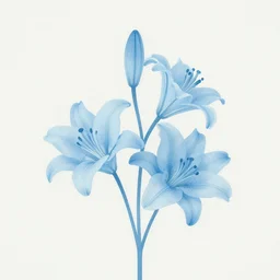 light blue lilys, minimalistic art, matte painting