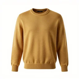 golden wool sweater, photorealistic, isolated on a pure white background, centered, entire object in frame, sharp focus, soft studio lighting