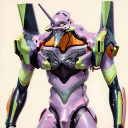 grainy risograph matte painting of gigantic huge evangelion - like mech covered ooze, pastel matte colors, by moebius, close - up wide portrait, hyperrealism