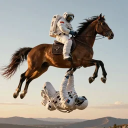 a horse on top and an astronaut on bottom, horse is riding on the astronaut, 4 k, ultra details, cinematic, epic style, beautiful photo, hyper realistic, octane render, unreal engine, award winning, on artstation, volumetric lightning, masterpiece, golden hour,