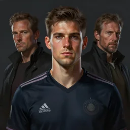 a portrait of a soccer playerelegant,   highly detailed, digital painting, concept art, smooth, sharp focus, illustration,   by travis charesyt, michael kaluta, michael whelan and bill sienkiewicz,  dark sci-fantasy,artstation,deviantart,Unreal Engine,face enhance,8K,golden ratio,cinematic lighting