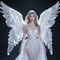 photo of a beautiful ethereal angel with crystal wings