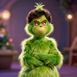 bob ross in the grinch as the grinch movie still, cinematic lighting, ray tracing, octane render, long lens, shallow depth of field, bokeh, anamorphic lens flare, 8 k, hyper detailed, 3 5 mm film grain