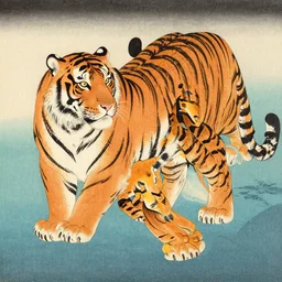 a beautiful painting tigre, by ukiyo - e award - winning art color screen printing