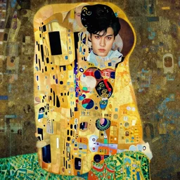 RM from BTS, handsome, intense colours, vibrant and vivid color, Digital art, hyper detailed, opulent, hyper realistic, bizarre, in the style of Klimt, Peter Mohrbacher, Marc Simonetti, Jean Giraud, victo ngai, 8k
