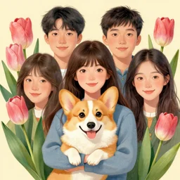 4 k, detailed portrait of tulip ( infinity train ) holding a corgi