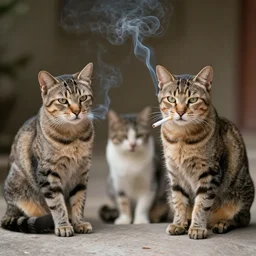 cats smoking cigarette