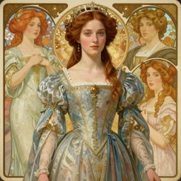 a highly detailed portrait of a medieval french princess, translucent dress, beautiful detail and color, art by john collier and albert aublet and krenz cushart and artem demura and alphonse mucha, volumetric lighting, octane render, 4 k resolution, matte, sharp focus, illustration, art by jacque - louis david, baroque style