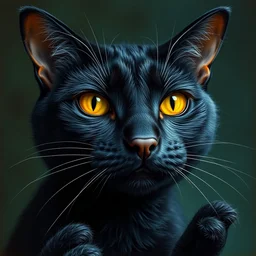 a portrait of black cat as a puppet - muppet sad yellow eyes vibrant color scheme, intricately detailed, in the style of 1 9 6 0. artstation, manet norman rockwell