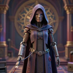 cinema 4 d colorful render, crt, coded humanoid, hooded robbed ceremony, ethernet cable, extremely detailed, insanely detailed and intricate, high detail, ordo templi orientis background, depth field, unreal engine, deep focus, movie still, dramatic lighting, by yohji yamamoto, 4 k concept art and hyper realism
