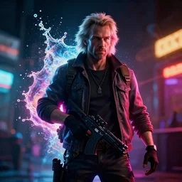 jeff epstein in wolfenstein, splash art, movie still, cinematic lighting, glowing, neon light, ray tracing, octane render, long lens, shallow depth of field, bokeh, anamorphic lens flare, 8 k, hyper detailed, 3 5 mm film grain