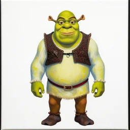 Haida Native Shrek Painting, Blue Yellow Black and Red, White Canvas Background