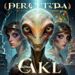 hyperrealist portrait the god enki as an ancient alien with large cruel intelligent eyes standing in front of a futuristic lab by jeremy mann and alphonse mucha and alan lee, fantasy art, photo realistic, dynamic lighting, artstation, poster, volumetric lighting, very detailed faces, award winning, full face, symmetry