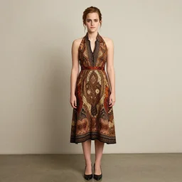 emma watson wearing batik dress, full body shot, perfect symmetrical body, perfect symmetrical face, by charlotte grimm, natural light, detailed face, canon eos c 3 0 0, ƒ 1. 8, 3 5 mm, 8 k, medium - format print