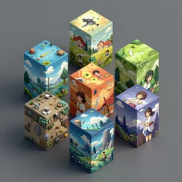A set of rpg games isometric blocks artwork by Tomer Hanuka Rendering with a isometric video game looking . full of details, by Makoto Shinkai and thomas kinkade, Matte painting, trending on artstation and unreal engine