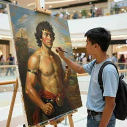 filipino youth in the mall, 2 0 1 0, painting by felix resurreccion hidalgo