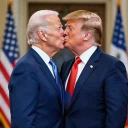 Joe Biden kisses Donald Trump, anime, hd