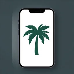 palm tree logo, minimalist, flat art, mobile app