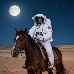 american astronaut, riding a horse in socotra island, moonlit, starry night, mid shot, sharp focus, trending on ArtStation, masterpiece, by Greg Rutkowski, by Ross Tran, by Fenghua Zhong, octane, soft render, ultrarealistic, colorful, cinematic, shadow of the tomb rider