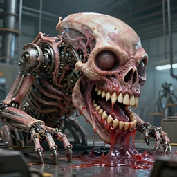 highly detailed anatomical biomechanical industrial factory made to chew objects, biomechanical machine made of teeth gums sinew muscle, disturbing biohorror saliva and ooze 3 d render unreal engine, by hr giger!!!