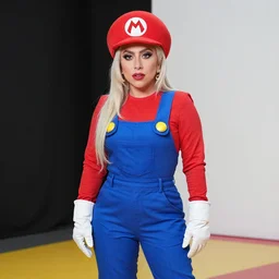 lady gaga wearing a super mario costume