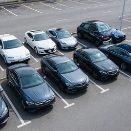 six cars in the parking lot