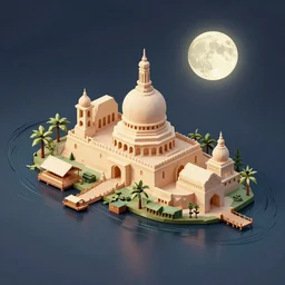 a low poly isometric render of moonlit kerala backwaters in the style of monument valley, intricate, elegant, smooth shading, soft lighting, illustration, simple, solid shapes, by magali villeneuve, jeremy lipkin and michael garmash, rob rey and kentaro miura style, octane render