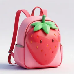 a backpack in strawberry fruit shape, digital art, artgem, blender render, lowpoly render, artstation, hasselblad photo, 4 k resolution, fashion design, product photo