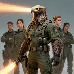 epic professional digital art of a human - eagle hybrid animal wearing human air force jumpsuit, humanoid feathered head, eagle beak, publicity heatshot, by lisa roet, sam leach, leesha hannigan, wayne haag, artstation, cgsocietywlop, epic, much wow, much detail