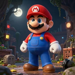 Super Mario in the style of Beksinski, highly detailed, 8k, high contrast