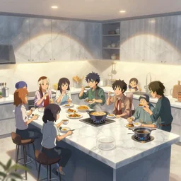 no objects or people, infinity kitchen with people being fed, in marble incrusted of legends official fanart behance hd by jesper ejsing, by rhads, makoto shinkai and lois van baarle, ilya kuvshinov, rossdraws global illumination