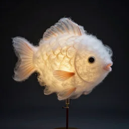 a cotton candy fish. dramatic lighting.