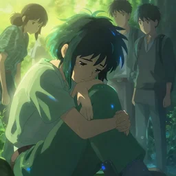 a depressed digital art, green and warm theme, blue accents, back lighting, highly detailed, 4 k resolution, trending on art station, by krenz cushart and mucha and akihito yoshida and greg rutkowski and makoto shinkai