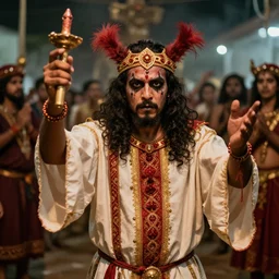 um homem vestindo uma tunica em um ritual satanico, high definition, canon eos c 3 0 0, ƒ 1. 8, 3 5 mm, 8 k, medium - format print