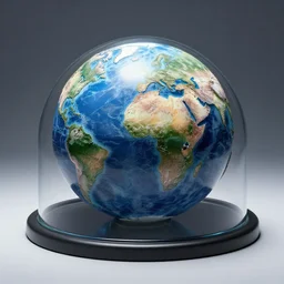 flat earth covered by a glass dome, dramatic lighting, hyper realism,