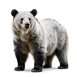 white black bear, studio photography, full body, isolated on a pure white background, centered, entire subject in frame, sharp focus, soft studio lighting