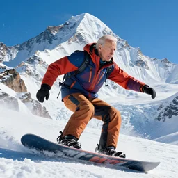 joe biden snowboarding on mount everest in the style of pablo picasso