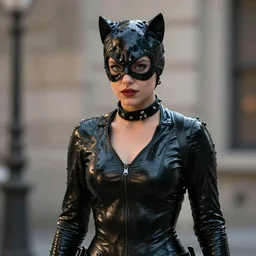 Mila Kunis as Catwoman, XF IQ4, 150MP, 50mm, F1.4, ISO 200, 1/160s, natural light, photoshopped,  lightroom, enhanced