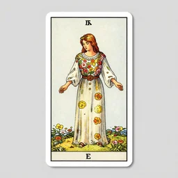 a tarot card with a woman made of flowers in a dress, a character portrait by naoko takeuchi, deviantart, art nouveau, tarot card, rococo, official art