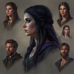 concept art, side profile bust portrait, maya ali gloomhaven sorceress, cinematic moody colors, realistic shaded lighting poster by ilya kuvshinov, magali villeneuve, artgerm, jeremy lipkin and michael garmash and rob rey