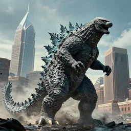 godzilla destroying center city philadelphia, high quality, high resolution