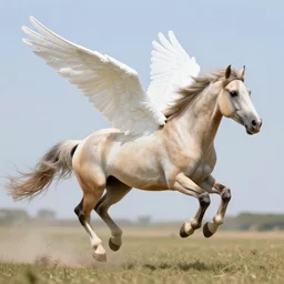 a winged appaloosa horse galloping so fast it looks like its flying. the wings are made out of spun sugar, professional high quality digital art, fantasy