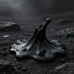black slime, shiny, photography, photorealism, digital art