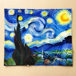 starry night made by a five - year old with crayons and macaroni, diy, arts and crafts