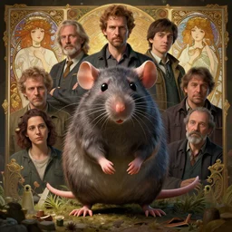 highly detailed vfx portrait of a rat, unreal engine, greg rutkowski, loish, rhads, beeple, makoto shinkai and lois van baarle, ilya kuvshinov, rossdraws, tom bagshaw, alphonse mucha, global illumination, detailed and intricate environment