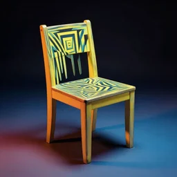 color studio photo of an impossible chair, optical illusion