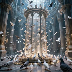 pigeons being mass - produced on cyber gothic creation chamber, advanced, fantastic reality, 8 k resolution