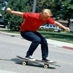 trump riding a skateboard